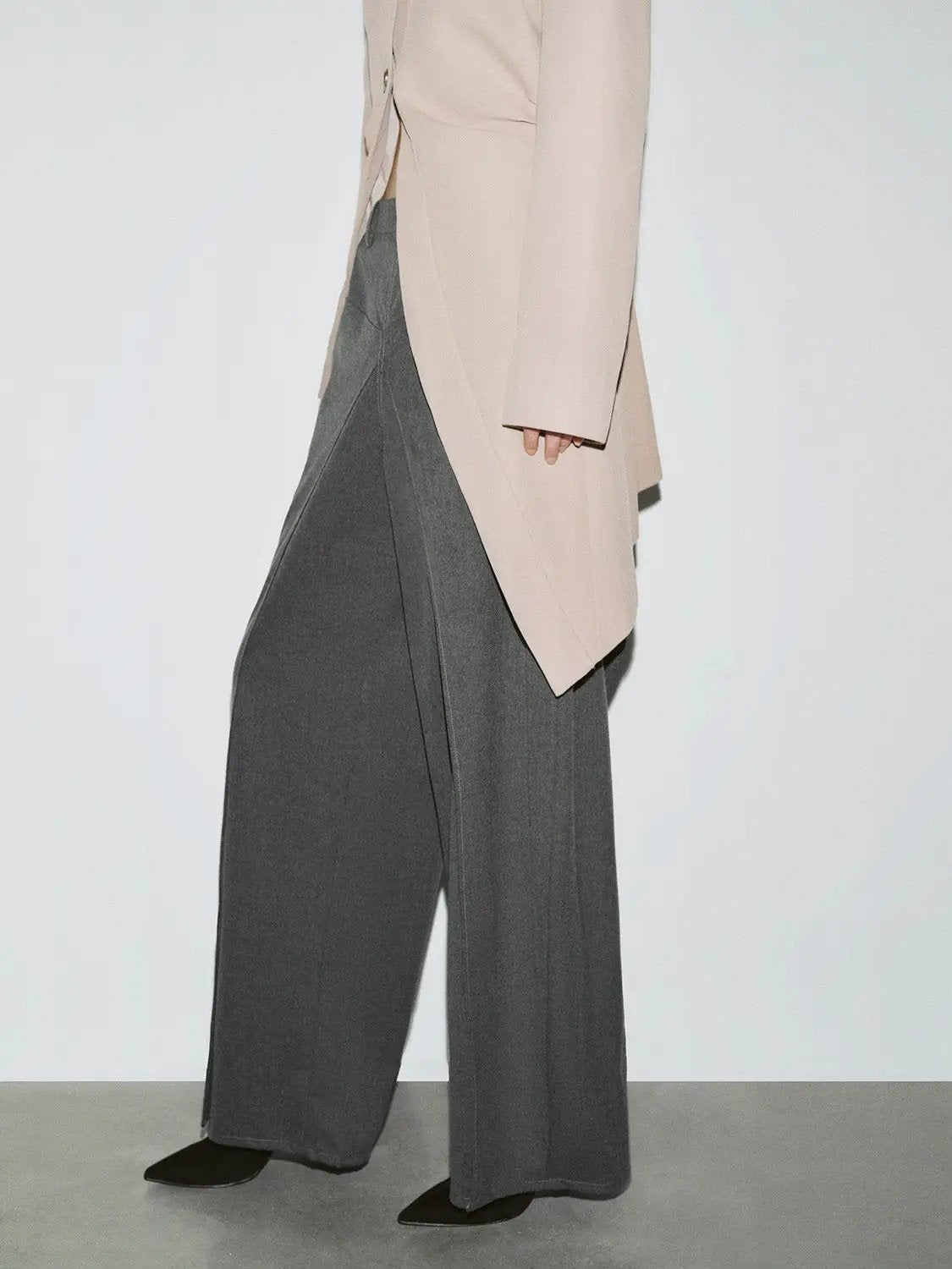 Viscose Blend Draped Front Wide Leg Pants - Image 3