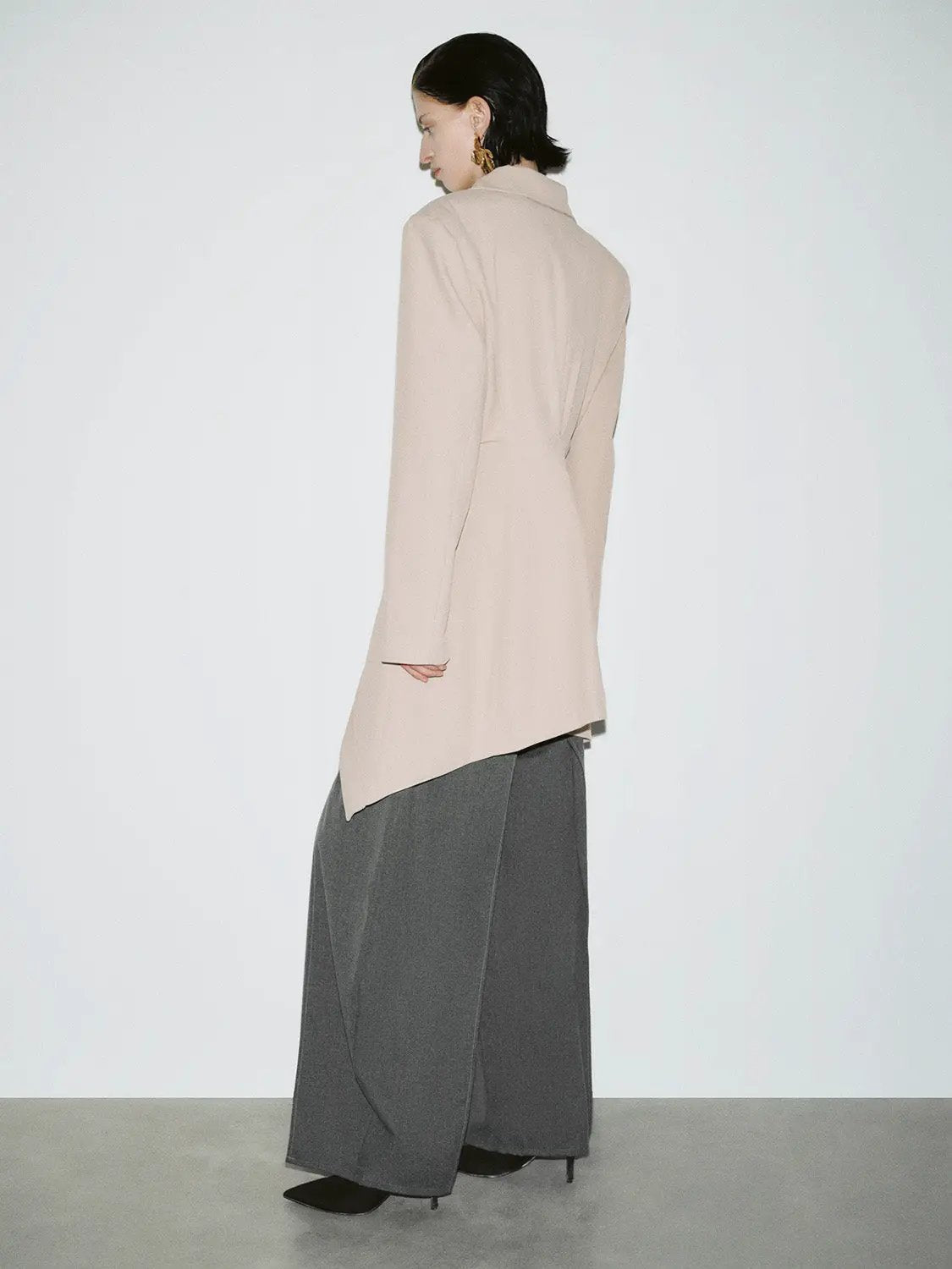 Viscose Blend Draped Front Wide Leg Pants - Image 4