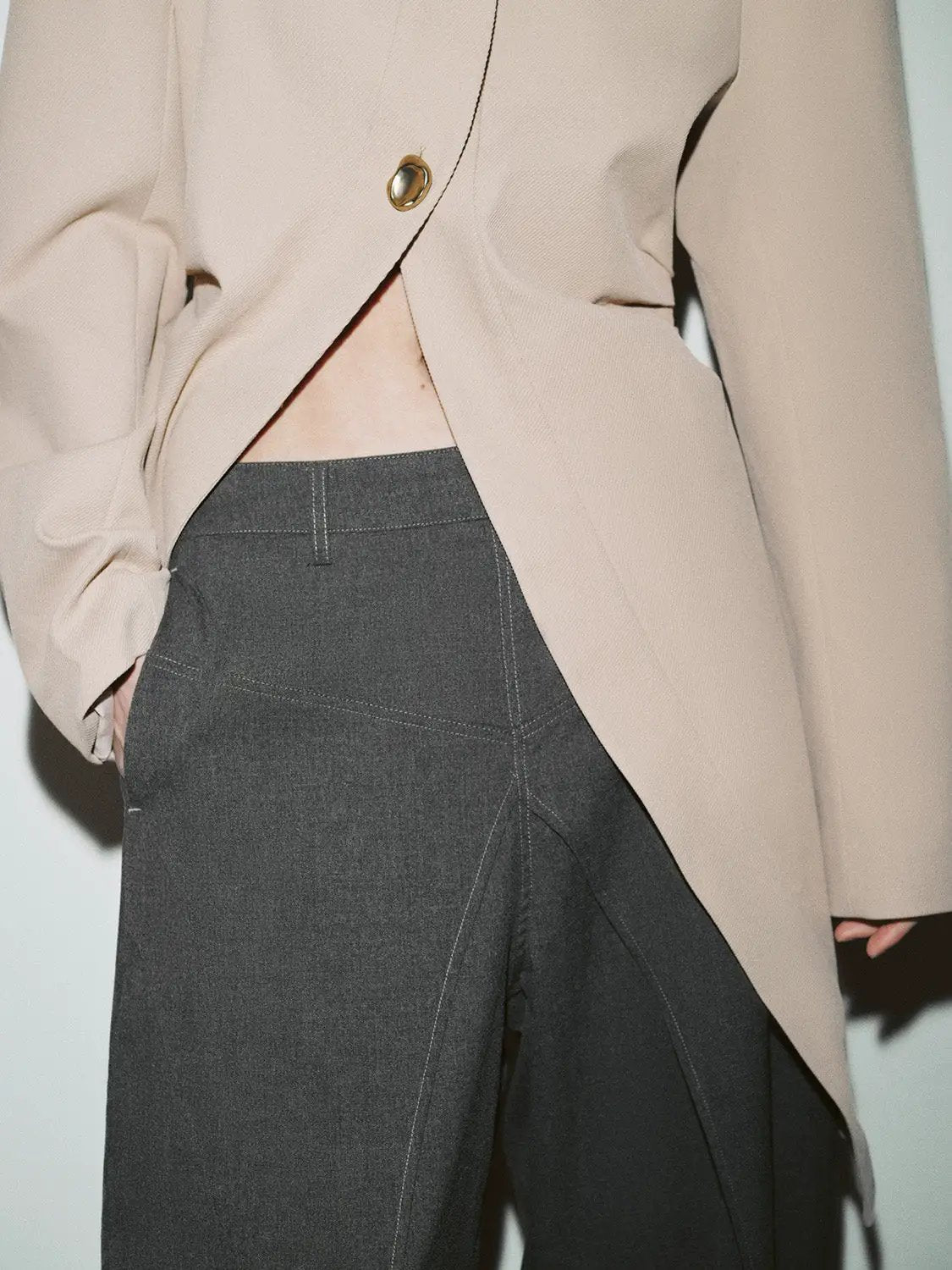 Viscose Blend Draped Front Wide Leg Pants - Image 6