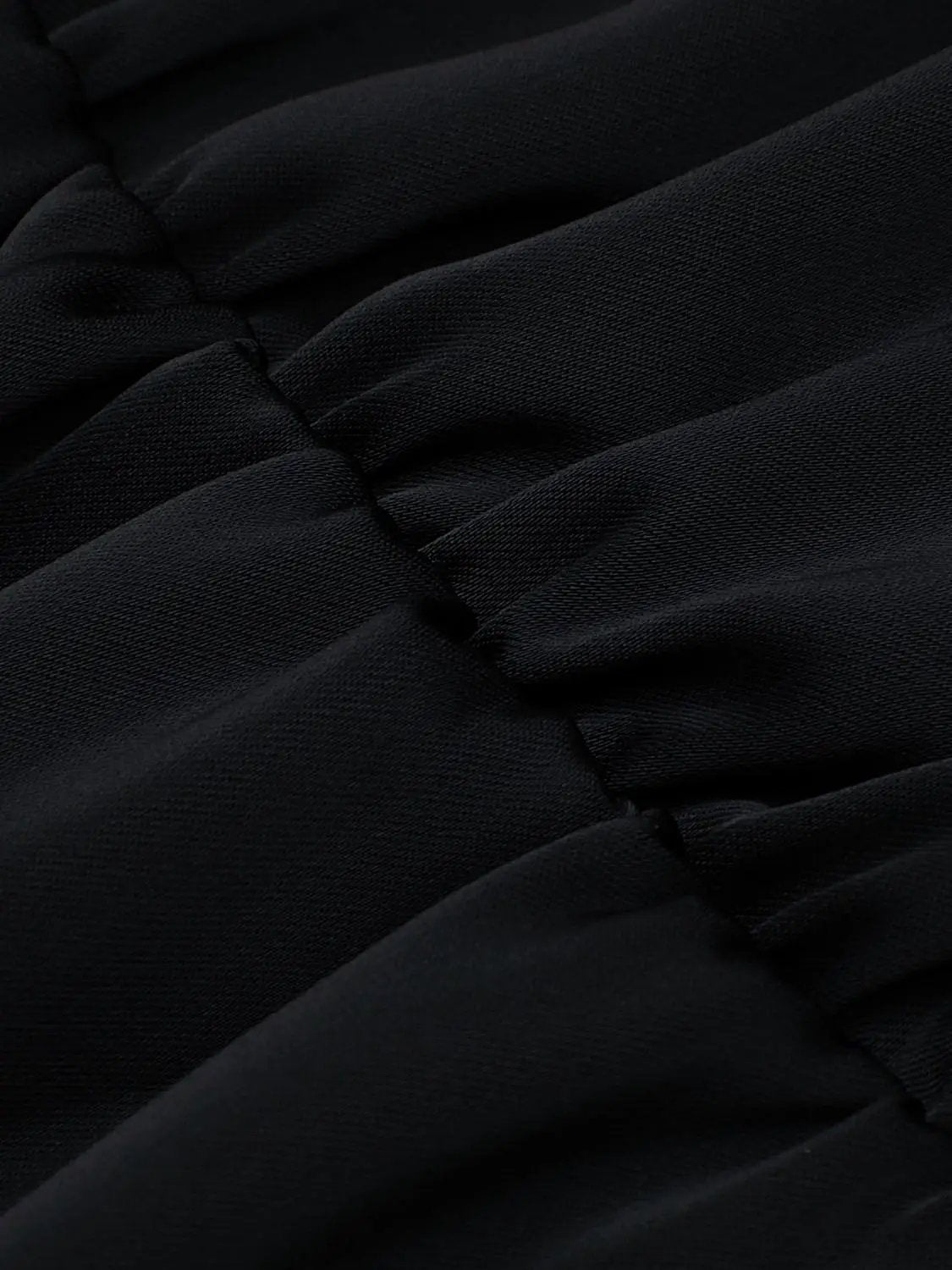 Black Draped Silk V Neck Wrap Midi Dress - Image 3