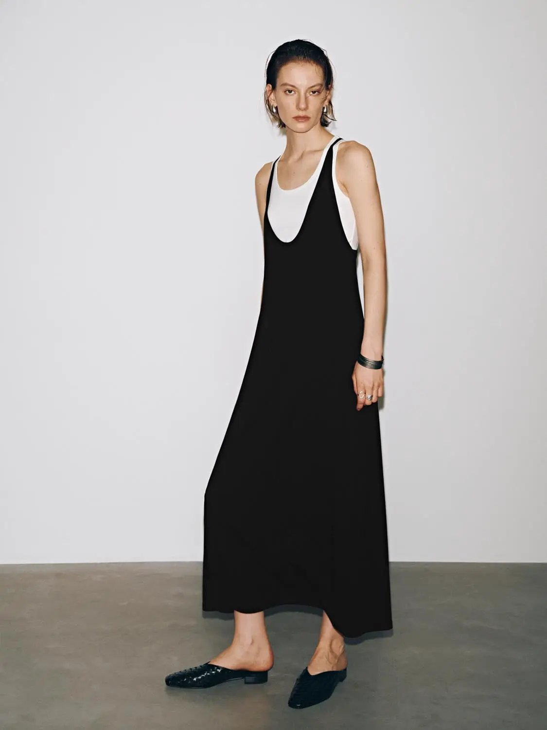 2 In 1 Sleeveless A Line Viscose Cotton Blend Midi Dress - Image 5