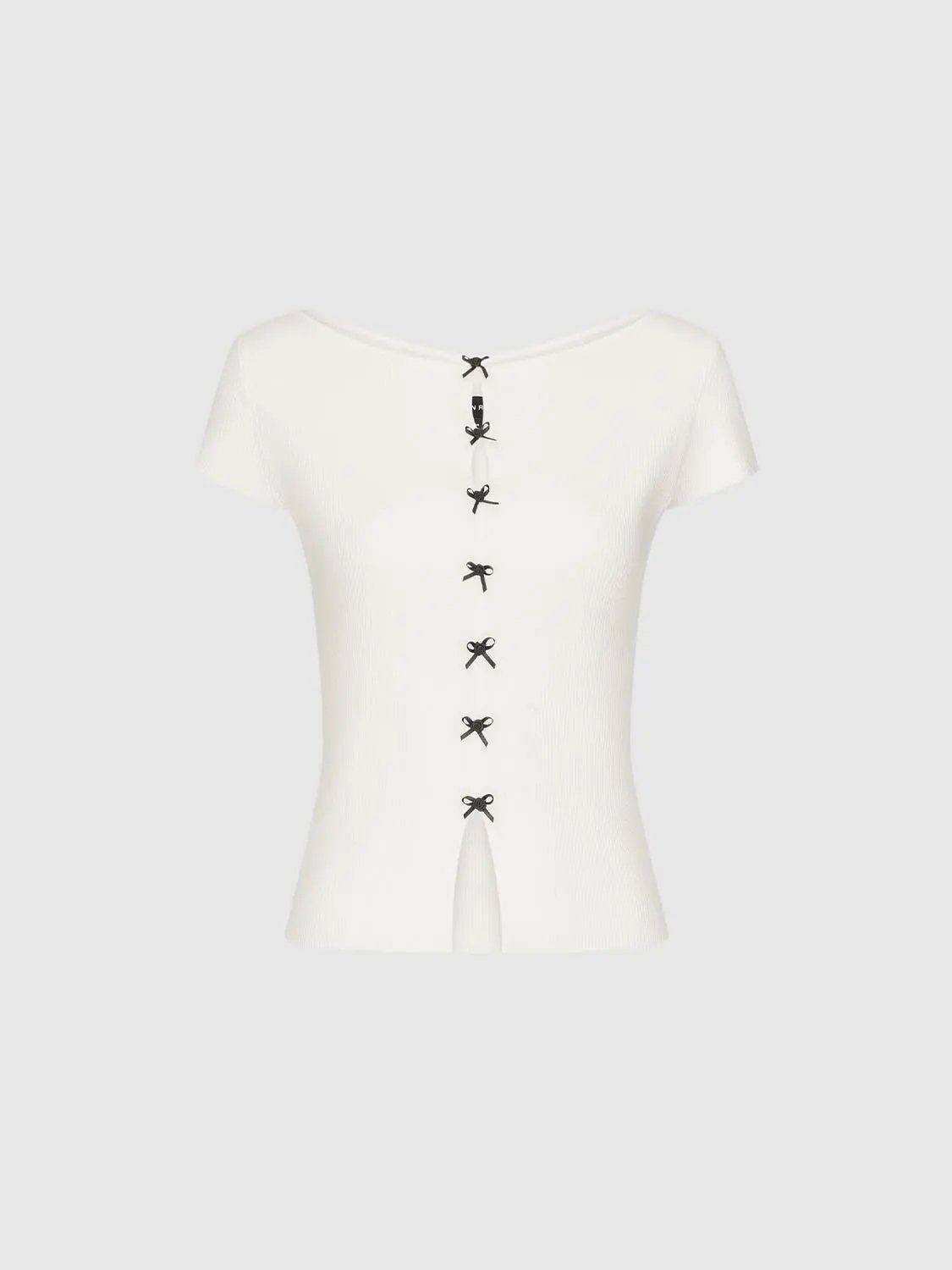 Bow Detail Slim Fit Knitted Fine Knit T Shirt - Image 7