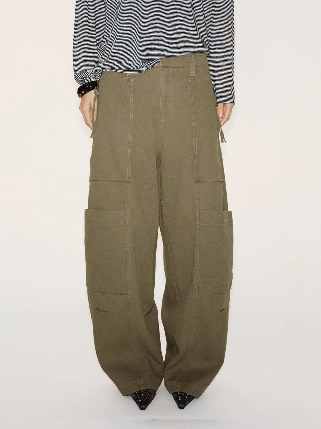 Oversized Cotton Cargo Tapered Cargo Pockets Pants - Image 9