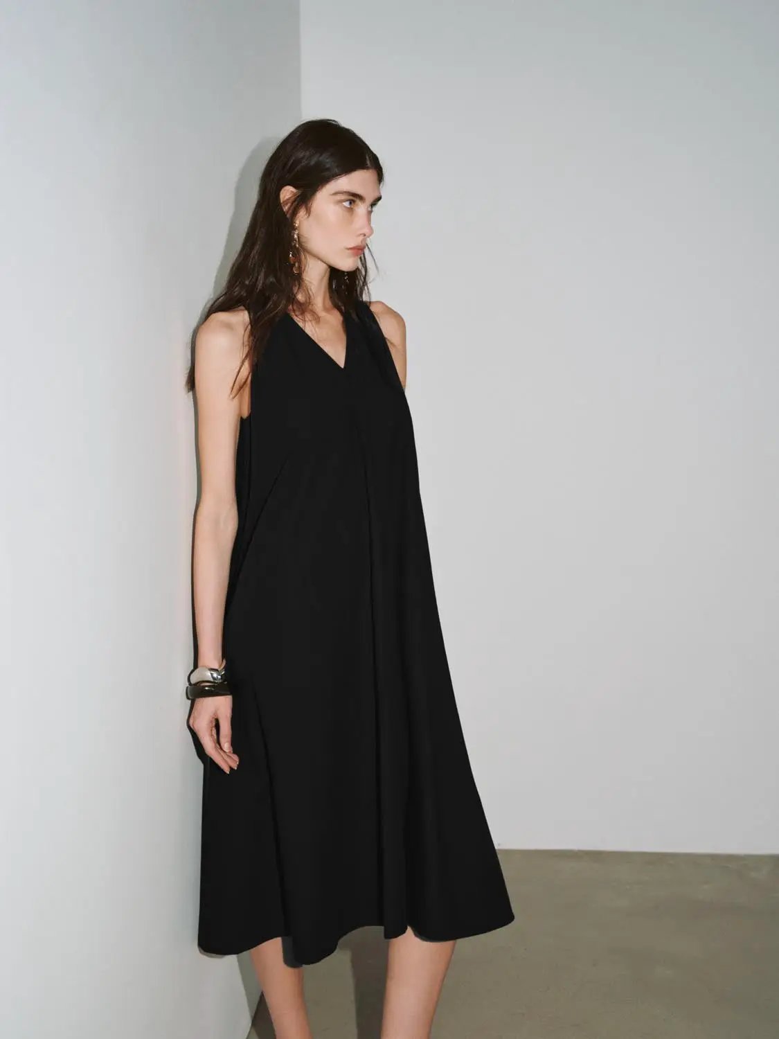 Cotton Shell A Line Sleeveless Midi Dress - Image 2