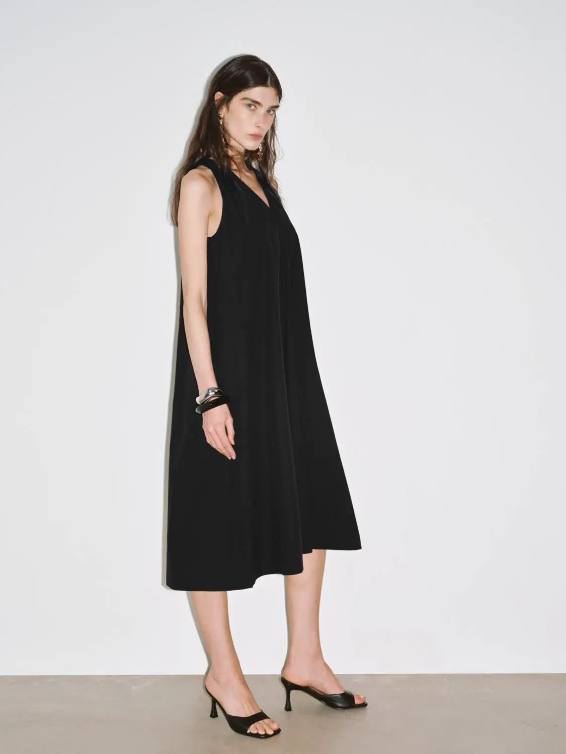 Cotton Shell A Line Sleeveless Midi Dress - Image 4