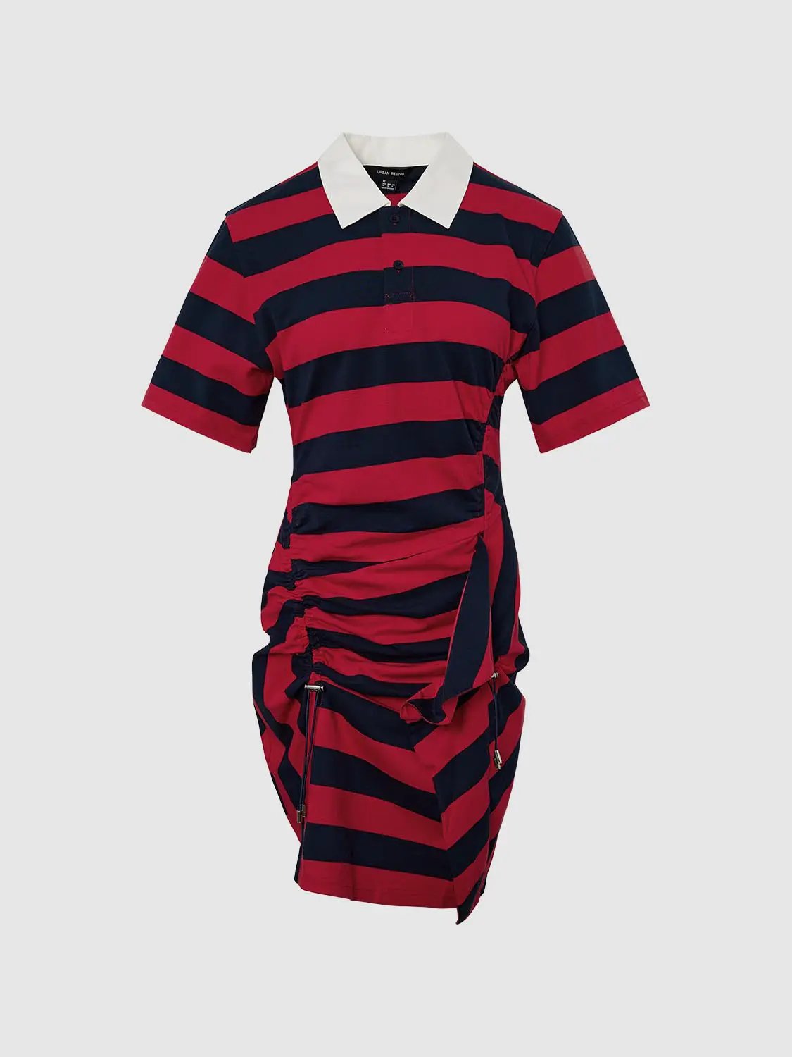 Striped Cotton With Irregular Hem Midi Dress - Image 7
