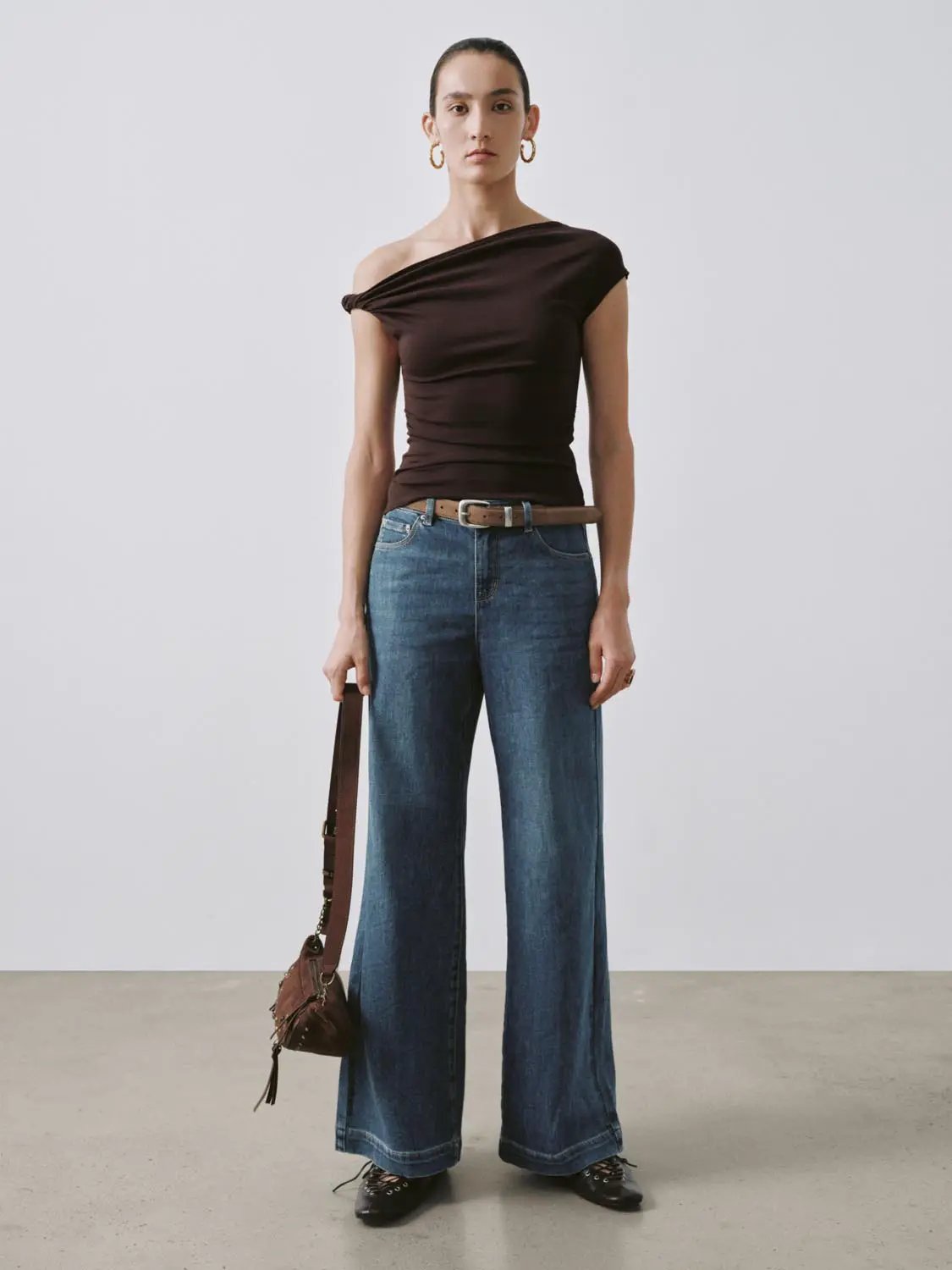 One Shoulder Ruched Cotton Blend T Shirt - Image 6