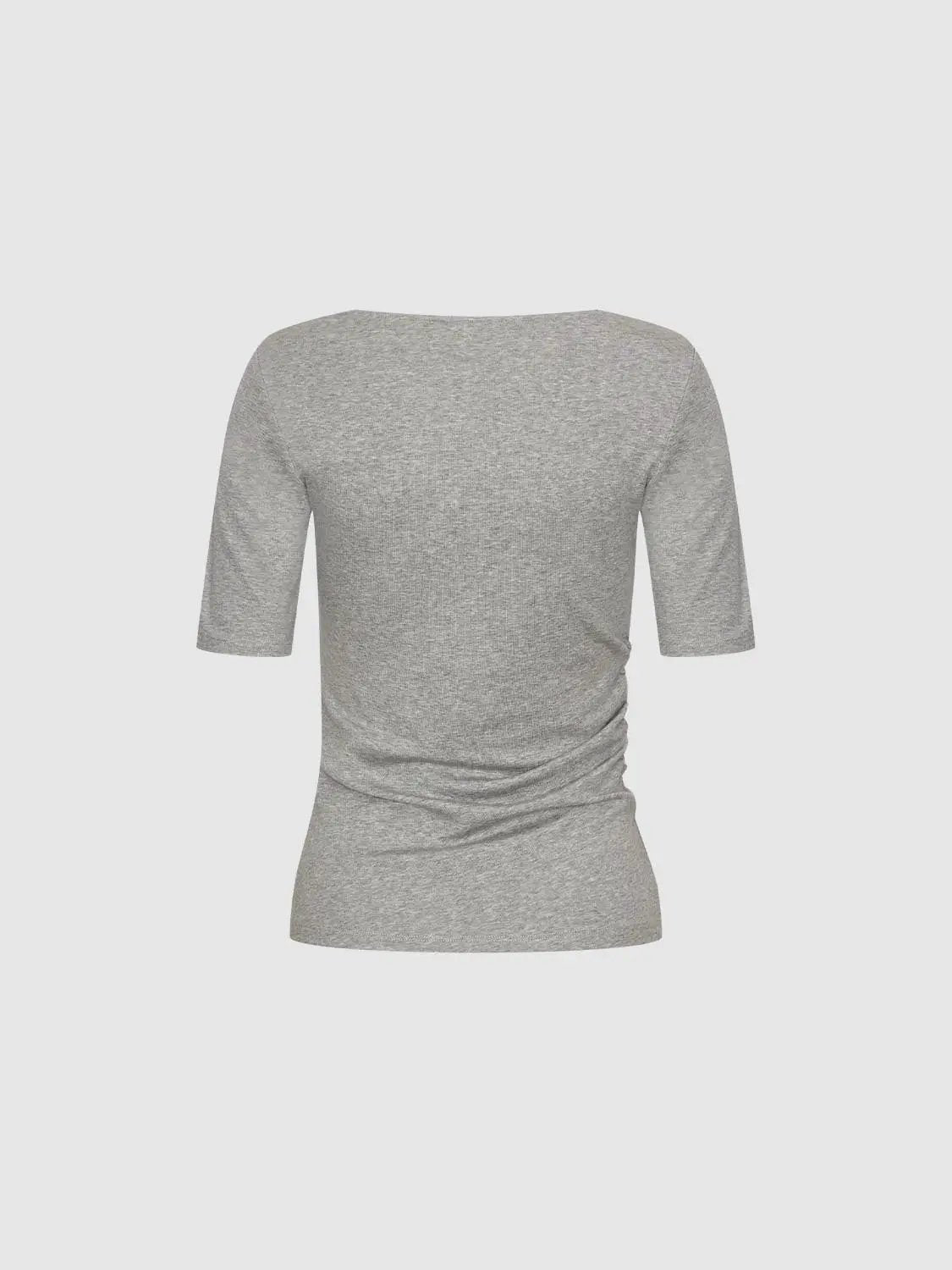Asymmetric Neck Ruched Viscose Cotton T Shirt - Image 7