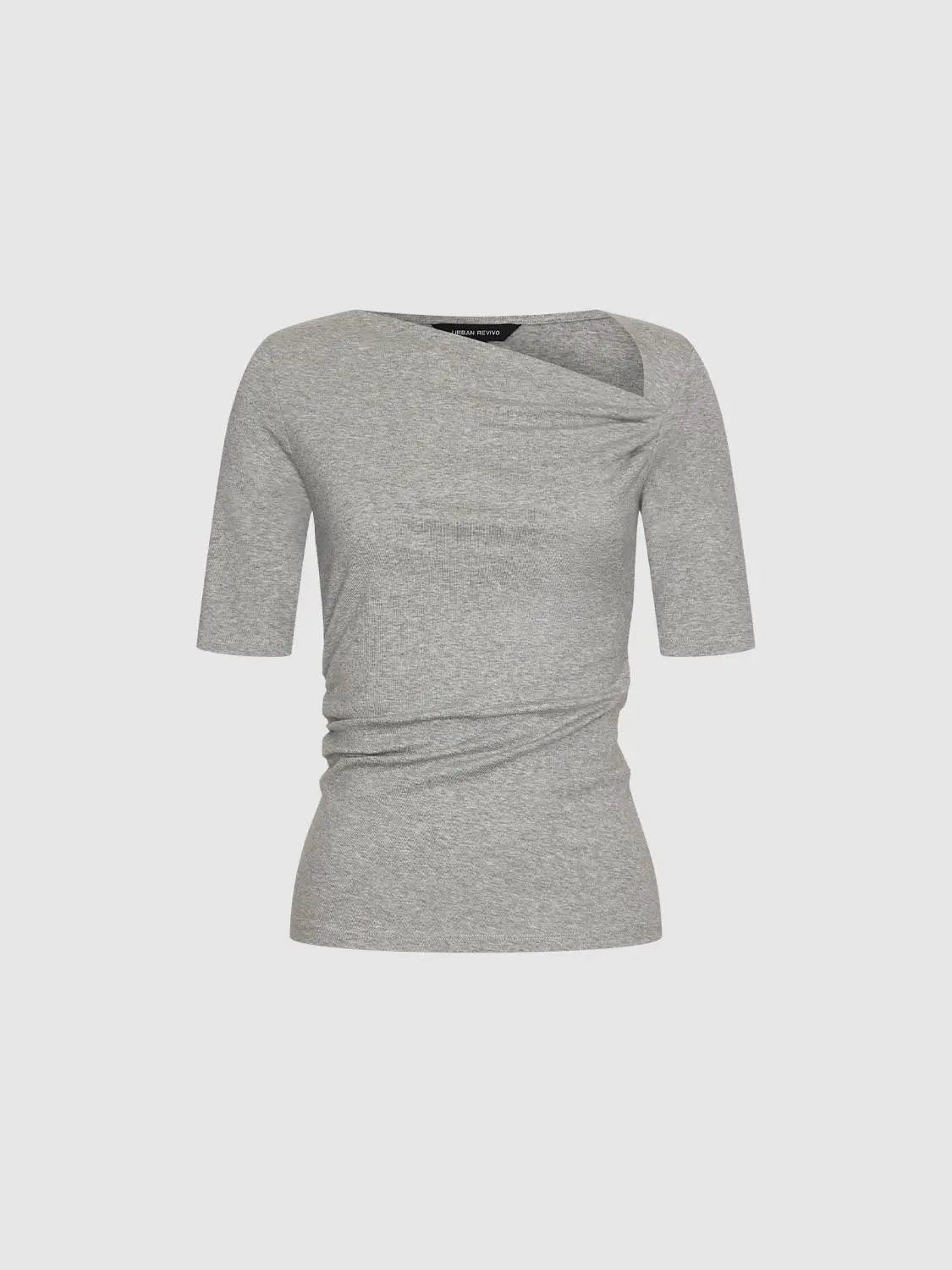 Asymmetric Neck Ruched Viscose Cotton T Shirt - Image 19
