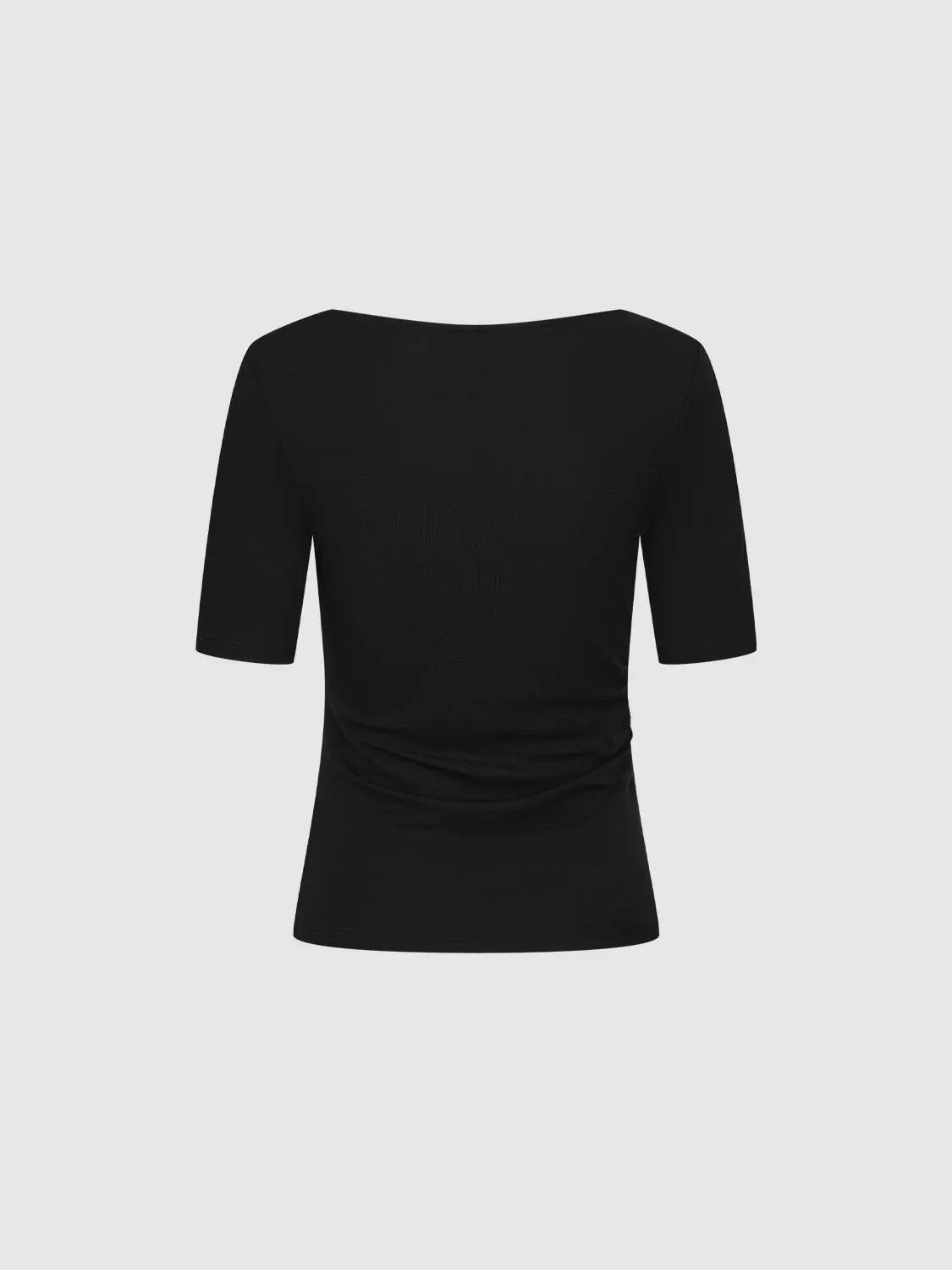Asymmetric Neck Ruched Viscose Cotton T Shirt - Image 4