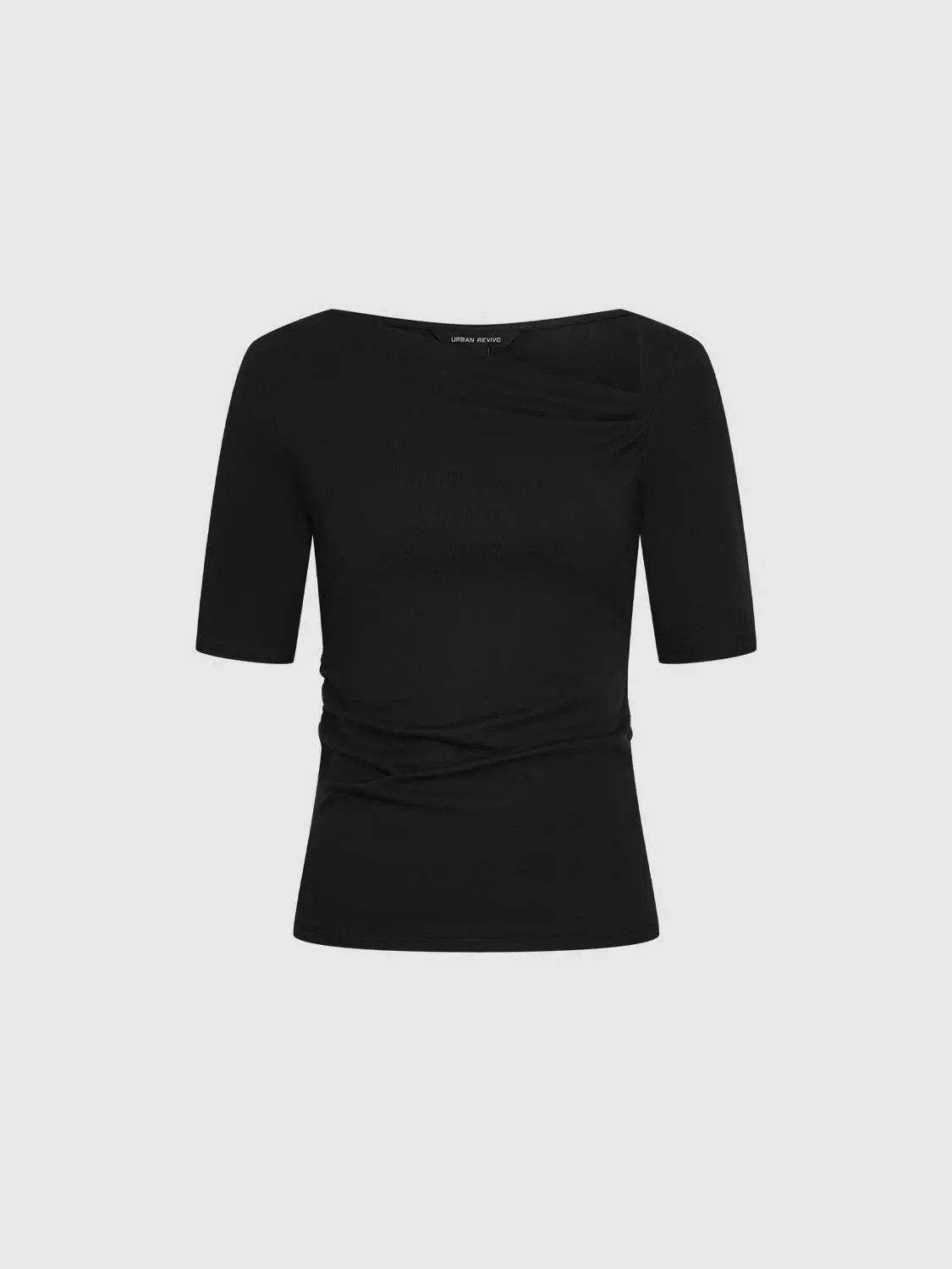 Asymmetric Neck Ruched Viscose Cotton T Shirt - Image 18