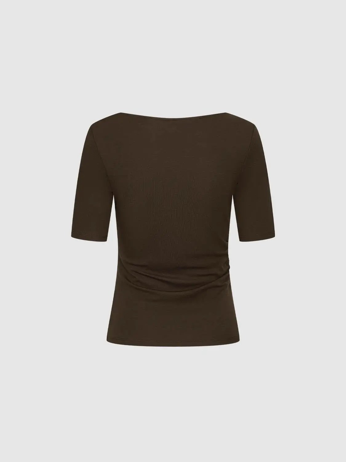 Asymmetric Neck Ruched Viscose Cotton T Shirt - Image 16
