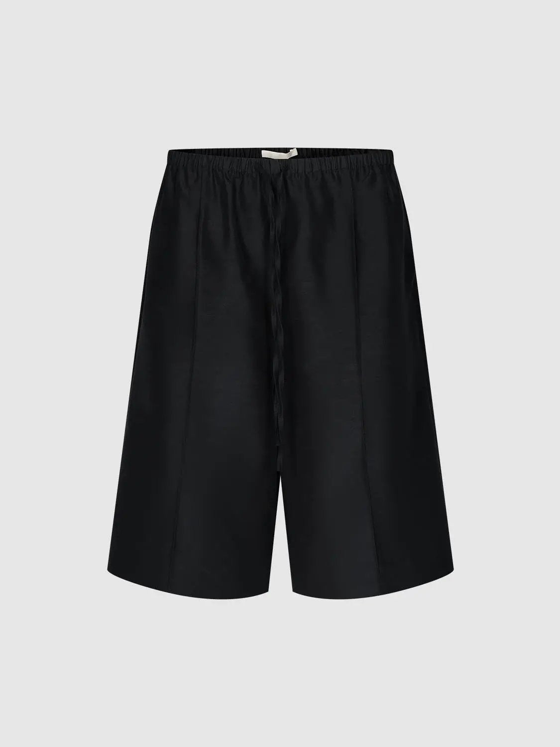 Wool Blend Drawstring Wide Leg Tailored Shorts - Image 2