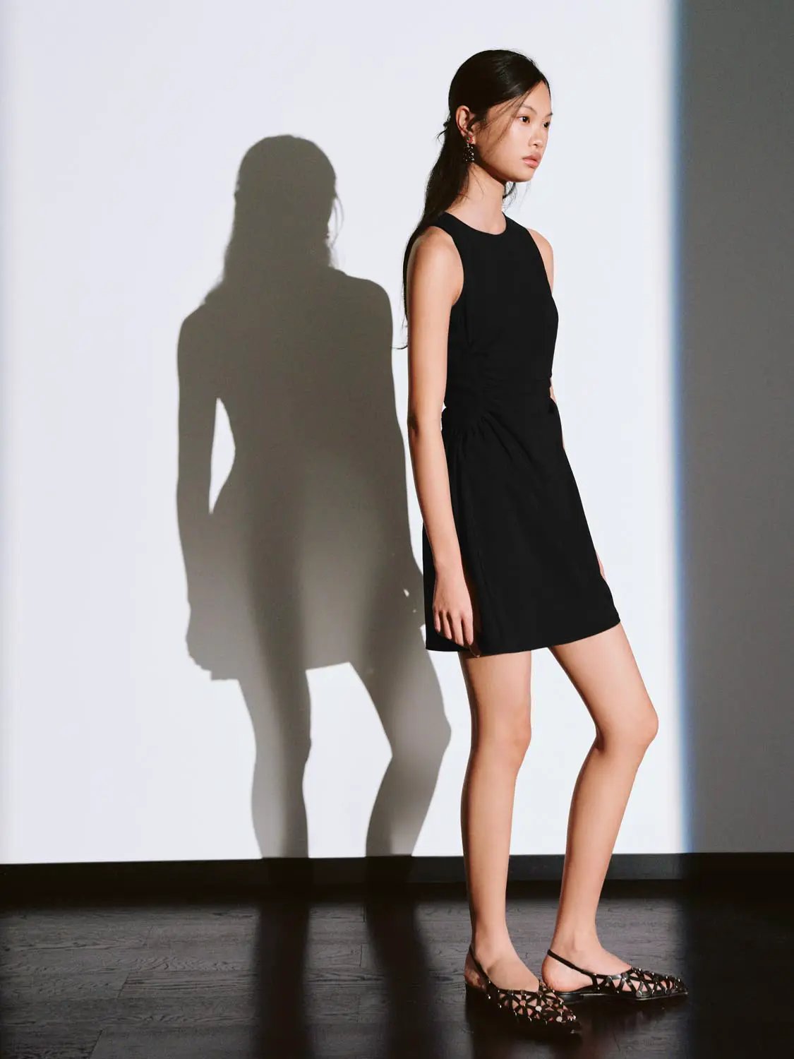 Viscose Blend Ruched Waist Sleeveless A Line Dresses - Image 18