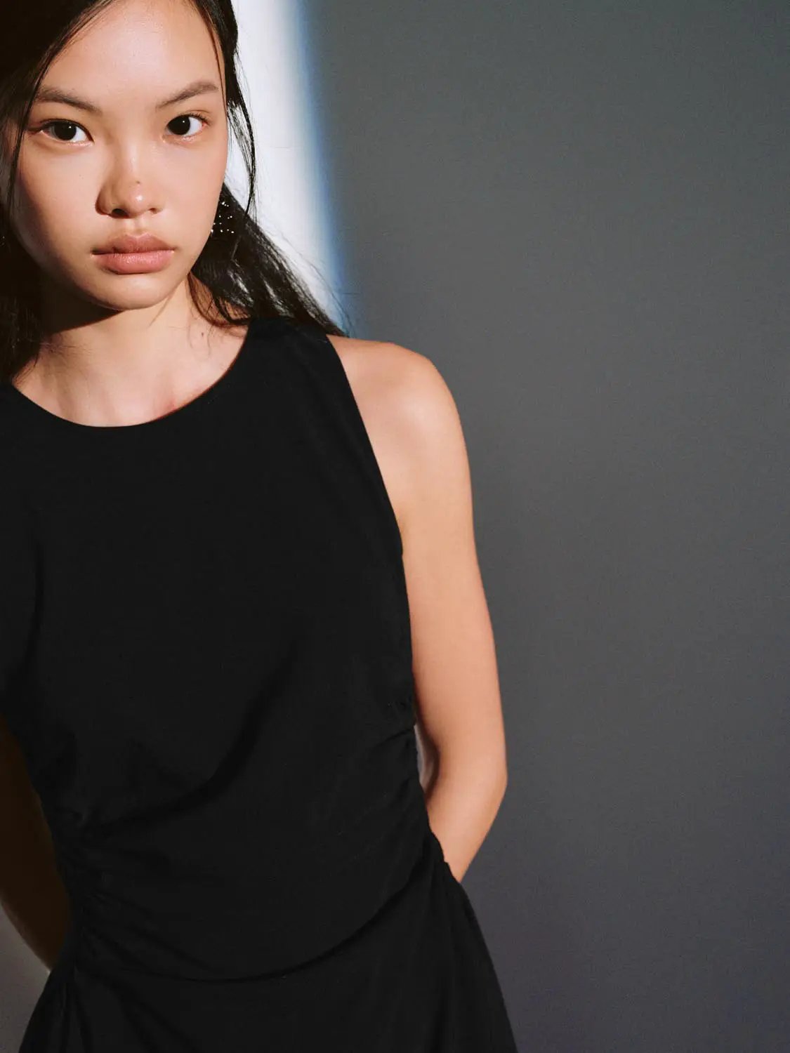 Viscose Blend Ruched Waist Sleeveless A Line Dresses - Image 20