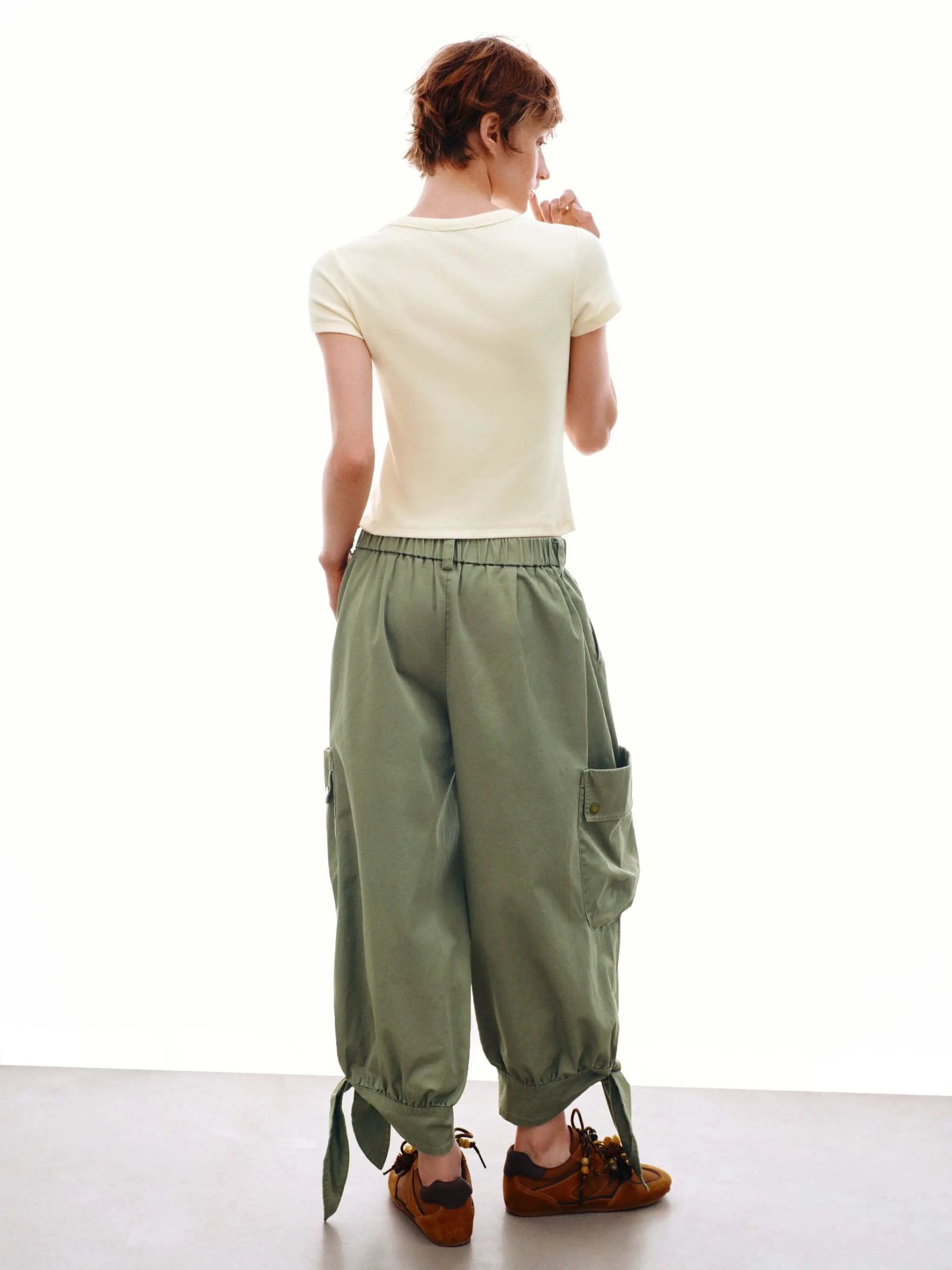 Patch Pocket Tie Detail Jogger Cargo Pants Relaxed Fit - Image 6