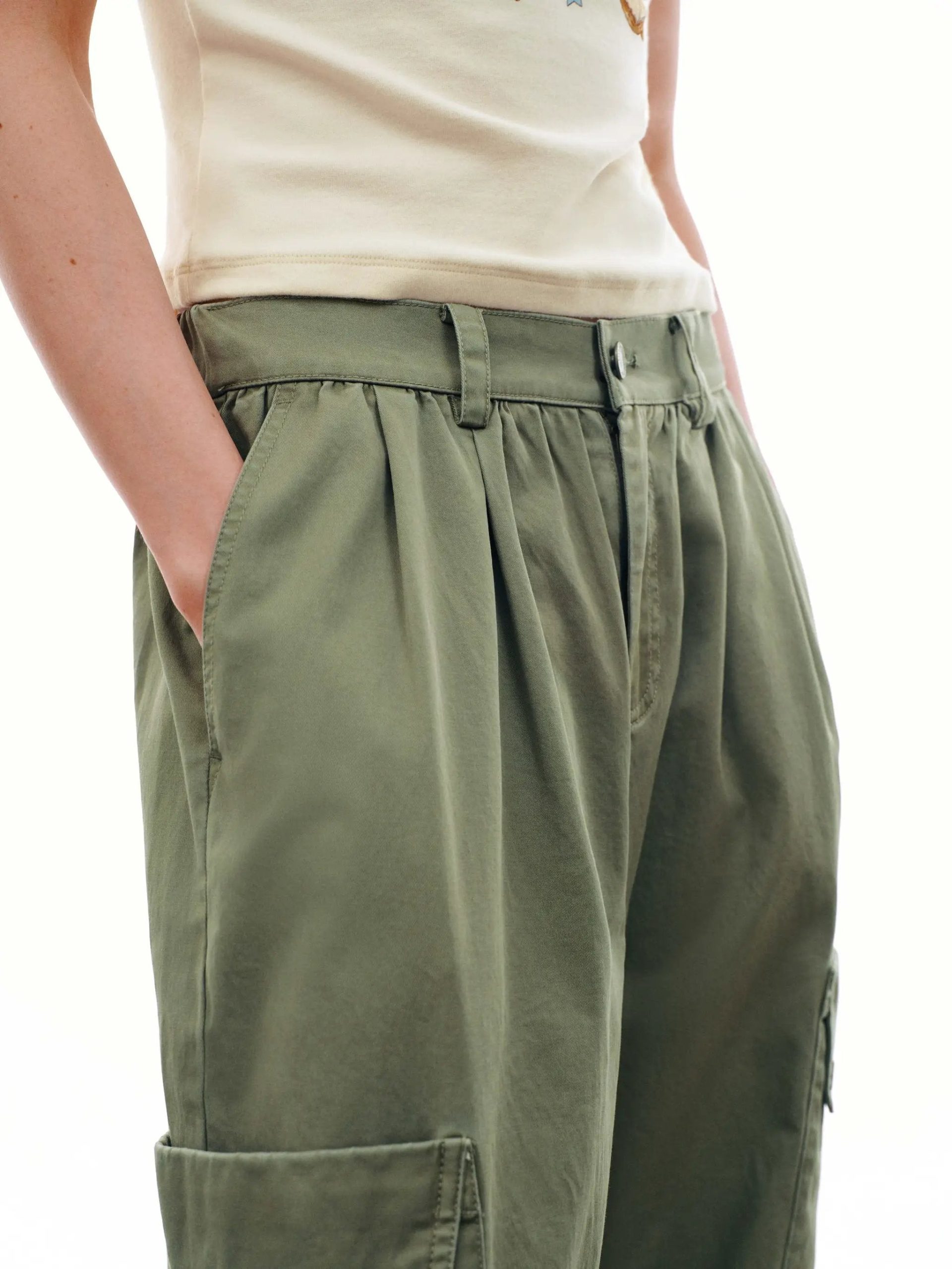 Patch Pocket Tie Detail Jogger Cargo Pants Relaxed Fit - Image 7