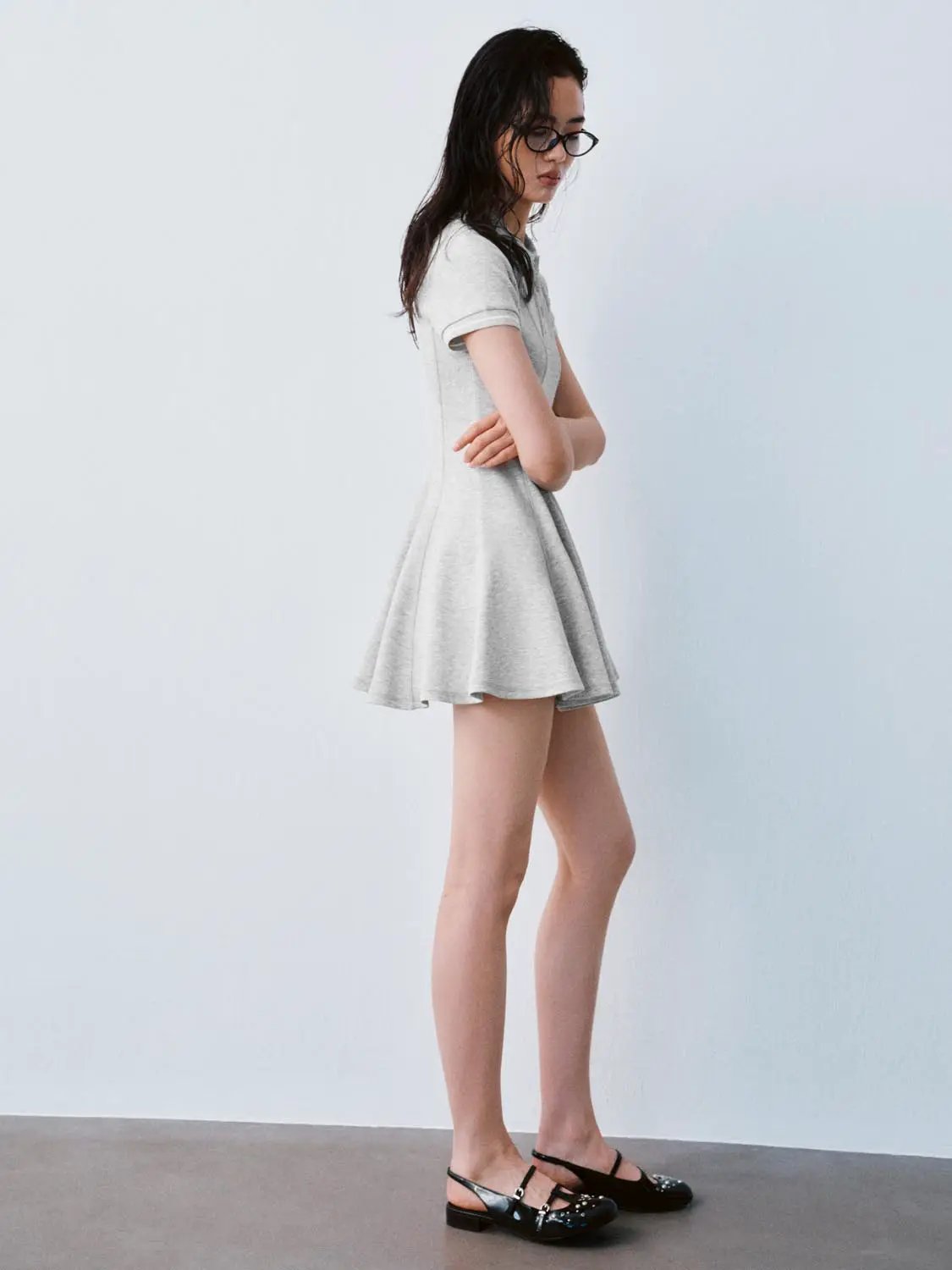 Polo Neck Short Sleeve A Line With Stretch Dresses - Image 4