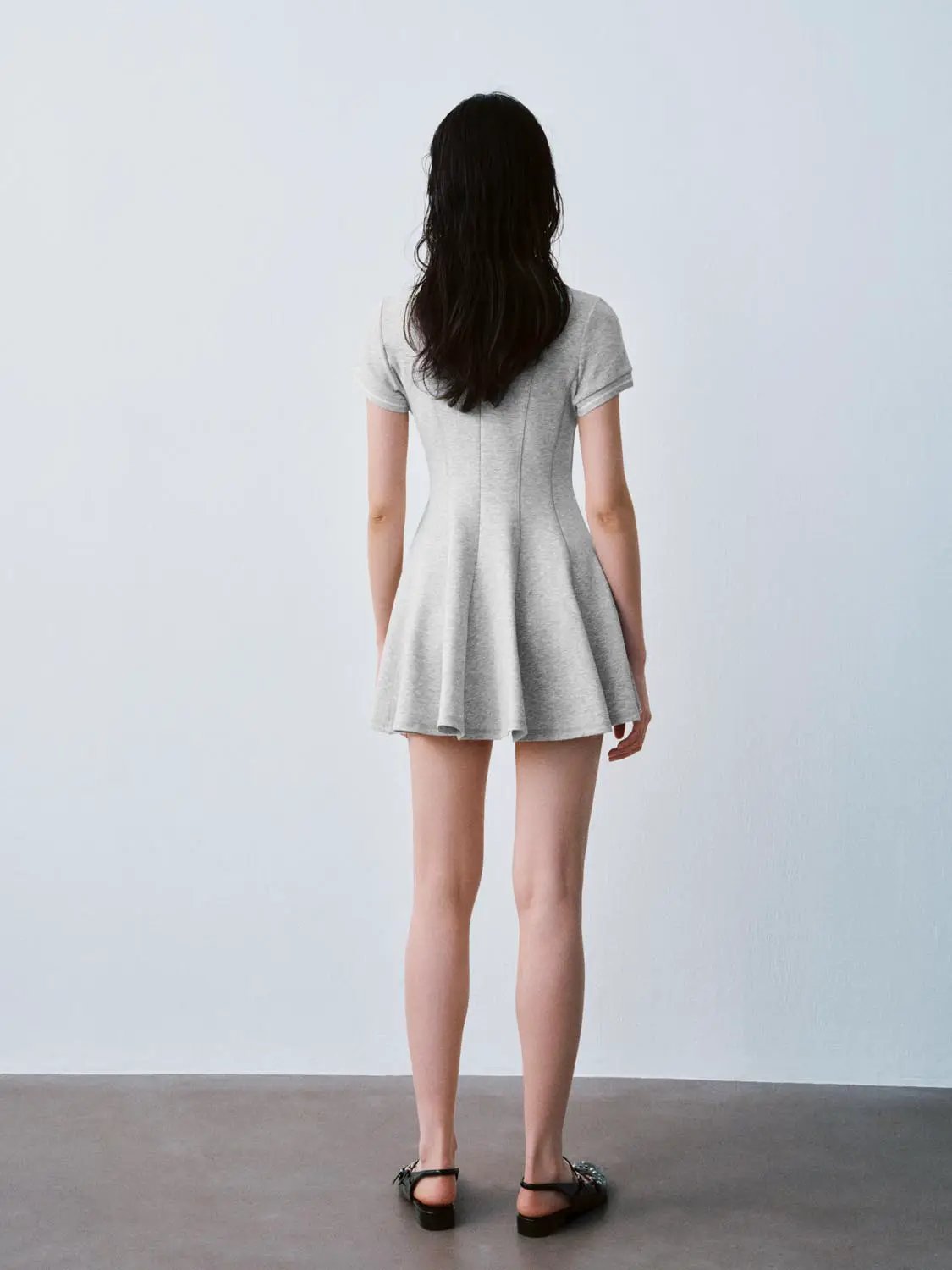 Polo Neck Short Sleeve A Line With Stretch Dresses - Image 6