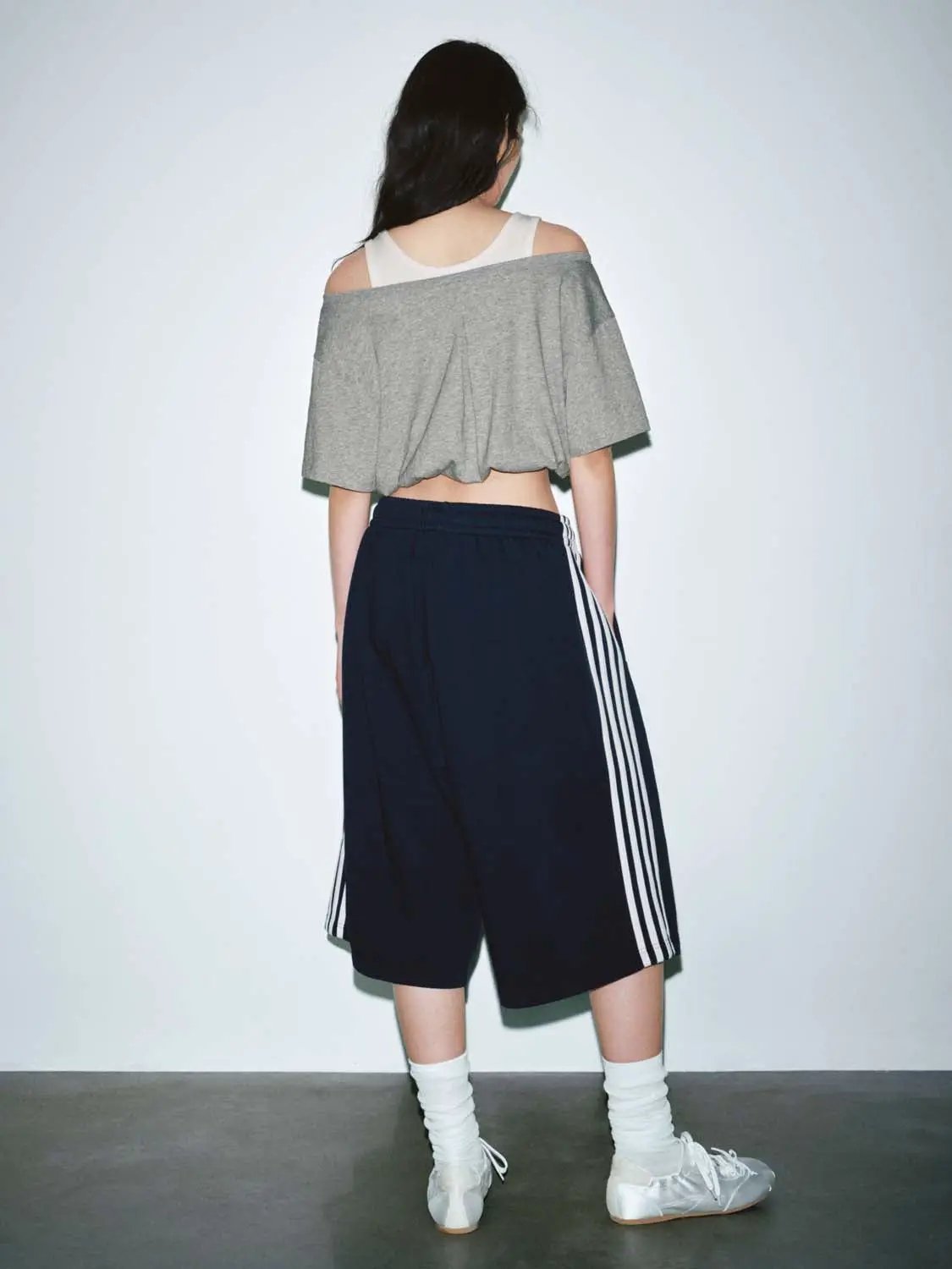 Cotton Blend Contrast Stripe Wide Leg Pants - Image 15