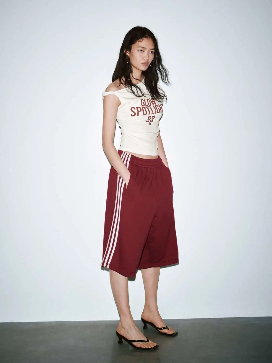 Cotton Blend Contrast Stripe Wide Leg Pants - Image 4