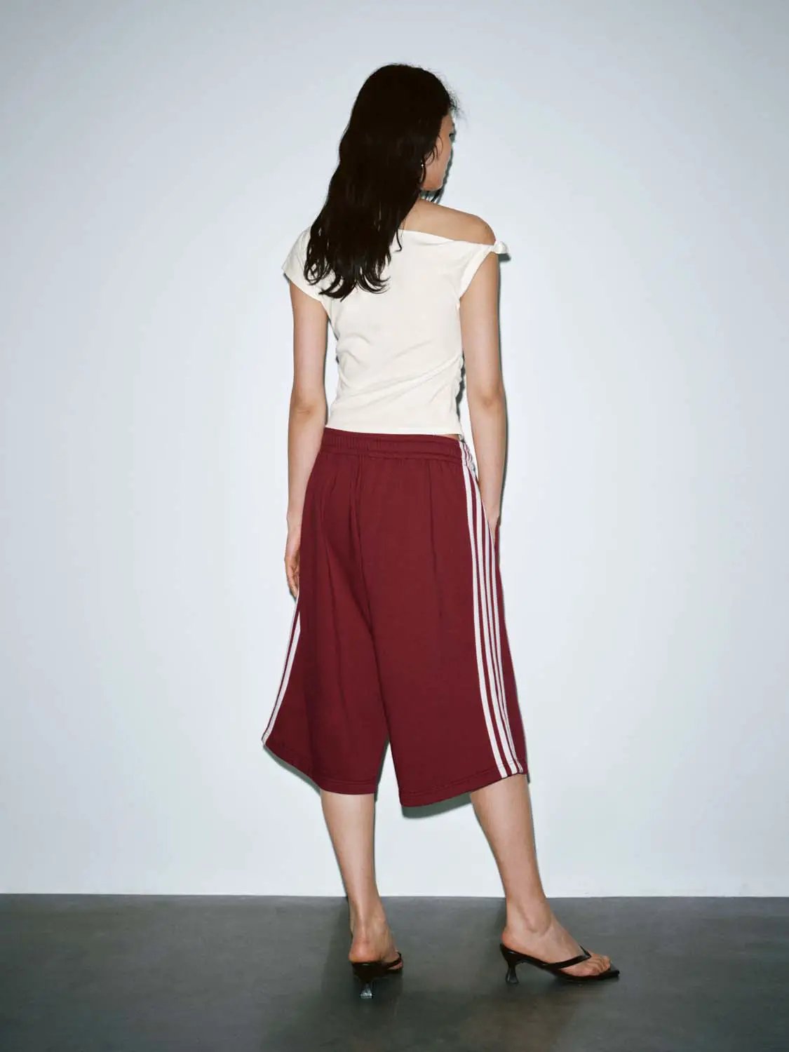 Cotton Blend Contrast Stripe Wide Leg Pants - Image 7