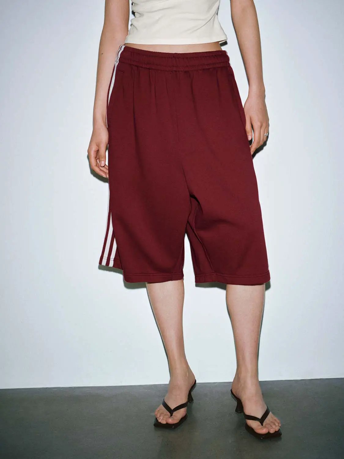 Cotton Blend Contrast Stripe Wide Leg Pants - Image 17